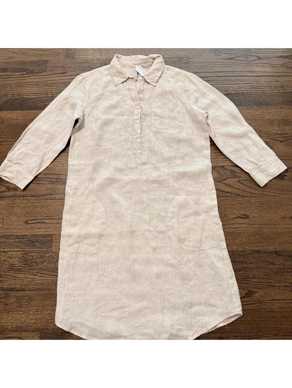 NWT Studio 412 fourTWELVE Classic Linen Beige Shirtdress Small
